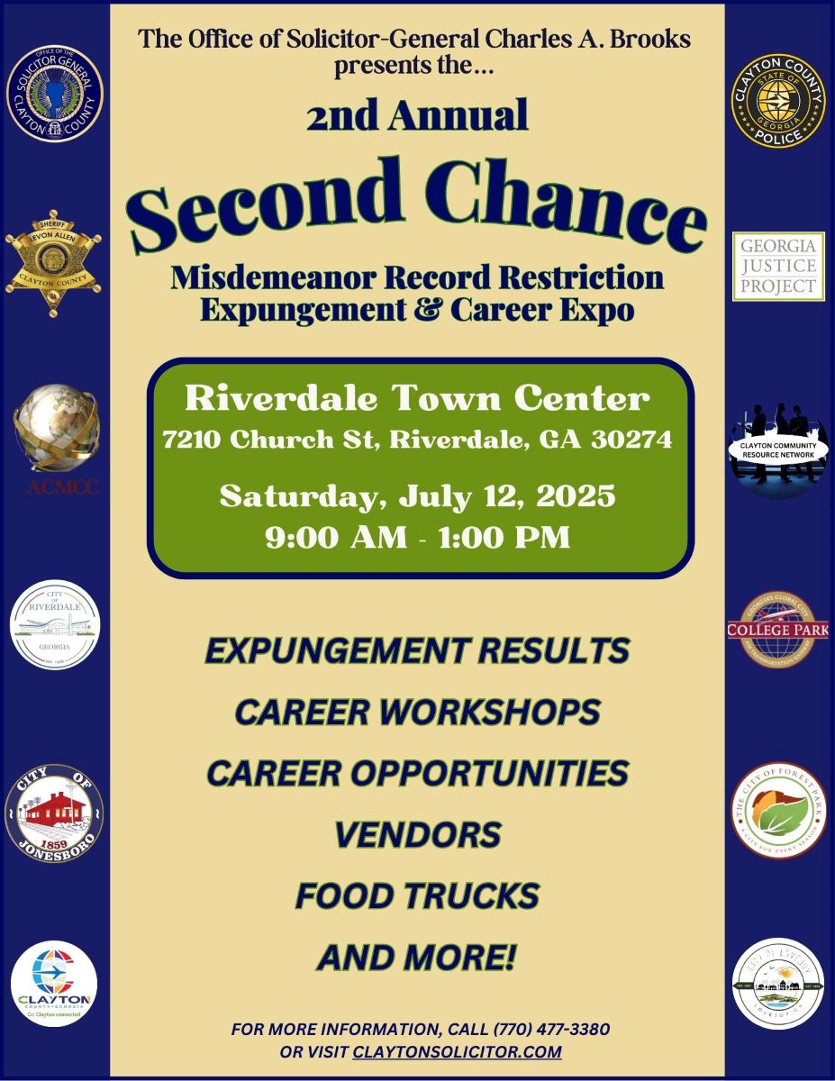 Second Chance Misdemeanor Record Restriction Flyer for July 12th 2025 event